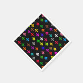 Schwarzes, mehrfarbiges Fleur-de-lis-Muster Serviette (Ecke)