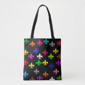 Schwarzes, mehrfarbiges Fleur-de-lis-Muster Tasche (Vorderseite)