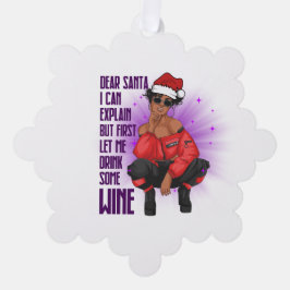 Schwarzes Melanin freche Schweine Weinliebhaber We Ornament Karte