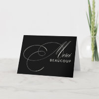 Schwarzes Merci Beaucoup Elegantes Kalligrafie Dan