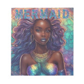 Schwarzes Mermaid Notepad Notizblock (Vorderseite)