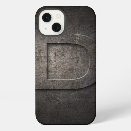 Schwarzes Metall-D-Monogramm-iPhone-Case iPhone Hülle (Rückseite)