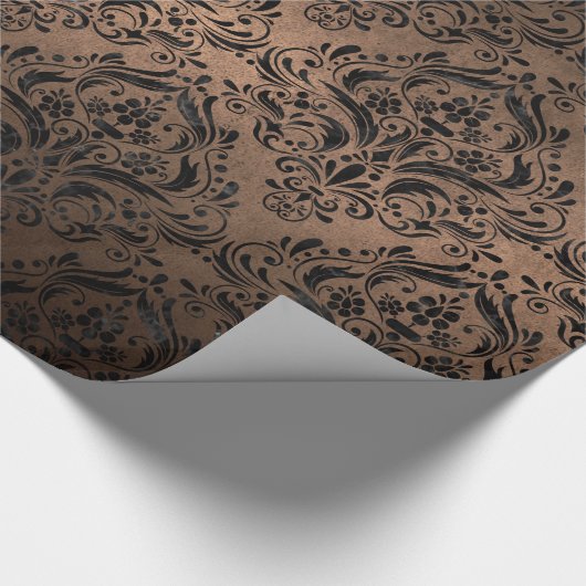 SCHWARZES METALL DES MARMOR-DAMASK1 U. DER BRONZE GESCHENKPAPIER (Ecke)