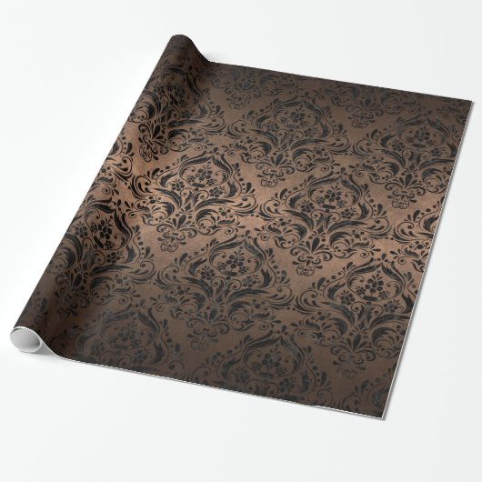 SCHWARZES METALL DES MARMOR-DAMASK1 U. DER BRONZE GESCHENKPAPIER (Ungerollt)