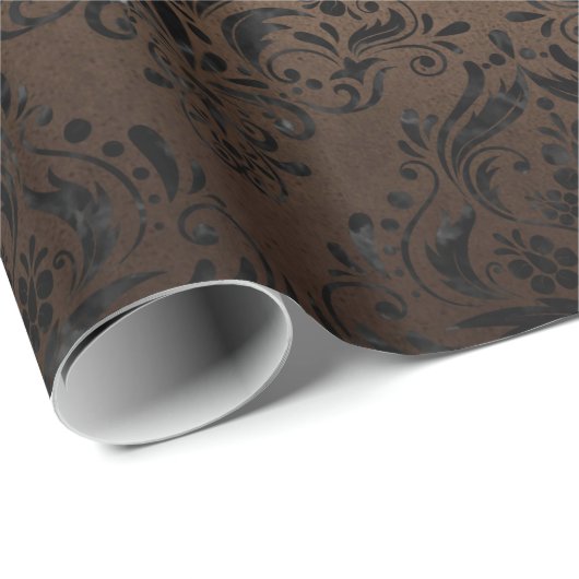 SCHWARZES METALL DES MARMOR-DAMASK1 U. DER BRONZE GESCHENKPAPIER (Rolleneckpunkt)