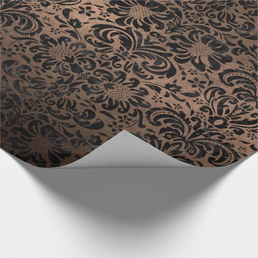 SCHWARZES METALL DES MARMOR-DAMASK2 U. DER BRONZE GESCHENKPAPIER (Ecke)