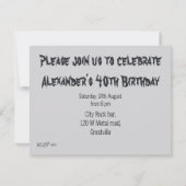 Schwarzes Metall-Minimalisten-Party Einladung (Rückseite)