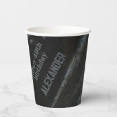 Schwarzes Metall-Minimalisten-Party Pappbecher (Vorderseite)