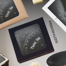 Schwarzes Metall-Minimalisten-Party Quadratischer Aufkleber