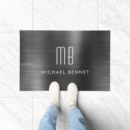 Schwarzes Metall-Monogramm mit Bürstenfinish Fußmatte (Indoor)