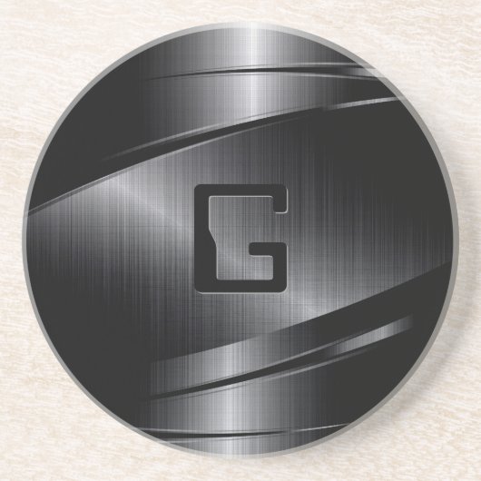 Schwarzes Metalldesign Gestaltloser Stahllook Getränkeuntersetzer (Vorne)