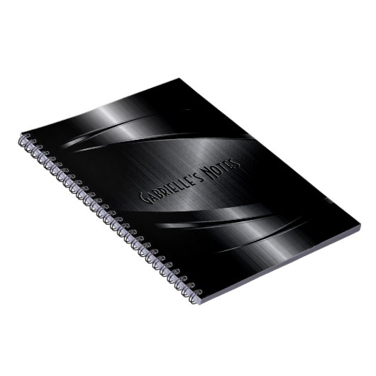 Schwarzes Metalldesign Gestaltloser Stahllook Notizblock (Rechte Seite)