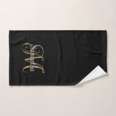 Schwarzes Metallic Curly Signature M Monogramm Handtuch (Handtuch)