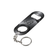 Schwarzes metallisches geometrisches Entwurfmonogr Mini Flaschenöffner (Rückseite Schrägansicht)