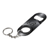 Schwarzes metallisches geometrisches Entwurfmonogr Mini Flaschenöffner (Vorderseite Schrägansicht)