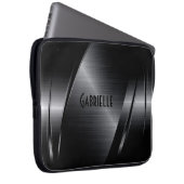 Schwarzes Metallisches modernes geometrisches Desi Laptopschutzhülle (Vorne Rechts)