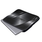 Schwarzes Metallisches modernes geometrisches Desi Laptopschutzhülle (Vorne Knopf)