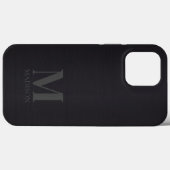 Schwarzes Metallisches Monogramm Case-Mate iPhone Hülle (Rückseite (Horizontal))