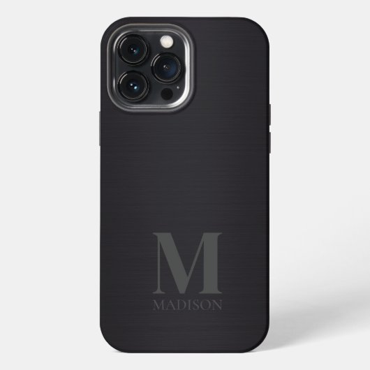 Schwarzes Metallisches Monogramm iPhone Hülle (Rückseite)
