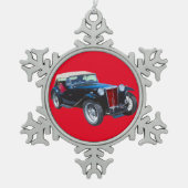 Schwarzes Mg Tc Antikes Auto Schneeflocken Zinn-Ornament (Vorderseite)