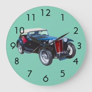 Schwarzes Mg Tc Oldtimer Auto Große Wanduhr