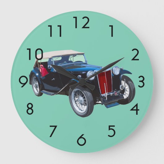 Schwarzes Mg Tc Oldtimer Auto Große Wanduhr (Vorderseite)