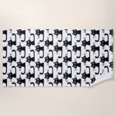 Schwarzes Miezekatze-Katzen-Muster - Strandtuch (Vorderseite)
