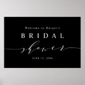 Schwarzes Minimal Brautparty Begrüßungszeichen Poster (Vorne)