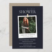 SCHWARZES MINIMAL-CUSTOM-FOTO-BRAUTPARTY EINLADEN DANKESKARTE (Vorne/Hinten)