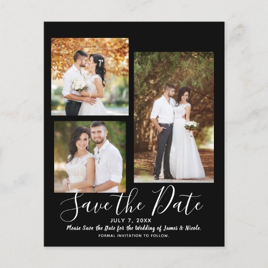 Schwarzes Minimal Modernes Hochzeitsstiel Save the (Vorderseite)