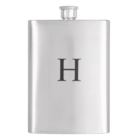 Schwarzes Minimales Modernes Elegantes Monogramm Flachmann (Vorderseite)