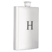 Schwarzes Minimales Modernes Elegantes Monogramm Flachmann (Rechts)
