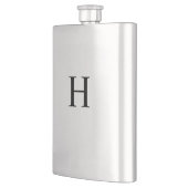 Schwarzes Minimales Modernes Elegantes Monogramm Flachmann (Links)