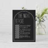 Schwarzes Minimales Skript die Nacht vor der Einla Einladung (Stehend Vorderseite)