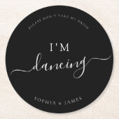 Schwarzes Minimalistisch Nimm meine Trinkehe nicht Runder Pappuntersetzer (Vorderseite)