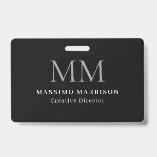 Schwarzes minimalistisch professionelles Monogramm Ausweis
