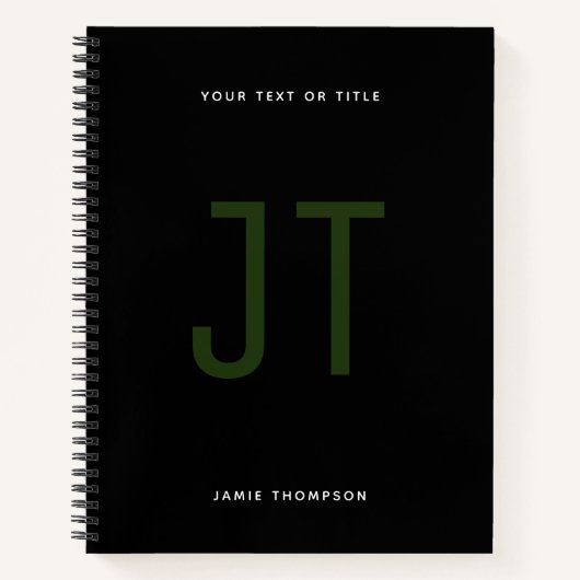 Schwarzes Minimalistisches Einfaches Modernes Mono Notizblock (Vorderseite)