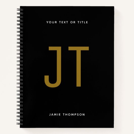 Schwarzes Minimalistisches Einfaches Modernes Mono Notizblock (Vorderseite)