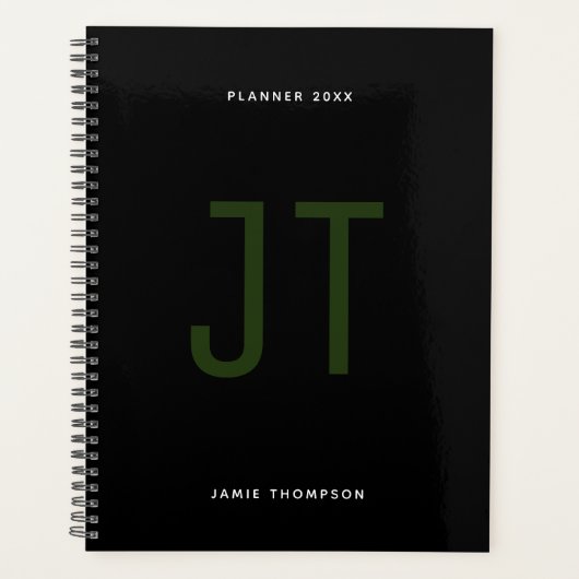 Schwarzes Minimalistisches Einfaches Modernes Mono Planer (Vorderseite)