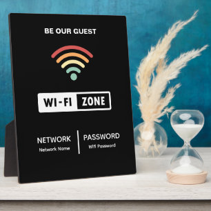 Schwarzes Minimalistisches einfaches Wifi-Kennwort Fotoplatte