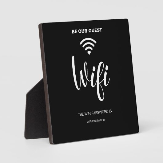 Schwarzes Minimalistisches einfaches Wifi-Kennwort Fotoplatte (Vorderseite)