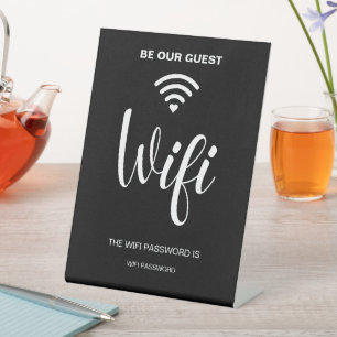 Schwarzes minimalistisches einfaches WLAN-Passwort Sockelschild