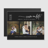 Schwarzes Minimalistisches Foto Save the Date Magn Magnetkarte (Vorne/Hinten)