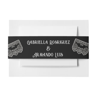 Schwarzes minimalistisches Hochzeits-Bauchband Einladungsbanderole