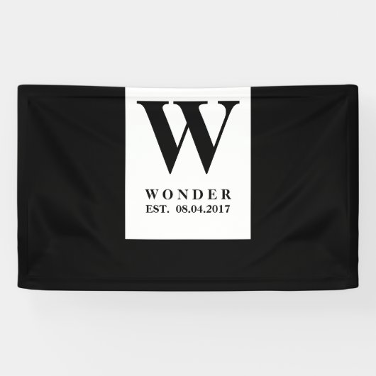 Schwarzes minimalistisches Hochzeitsmonogramm | De Banner (Horizontal)