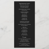 Schwarzes minimalistisches Hochzeitsprogramm für d Programm (Rückseite)