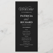 Schwarzes minimalistisches Hochzeitsprogramm für d Programm (Vorderseite)