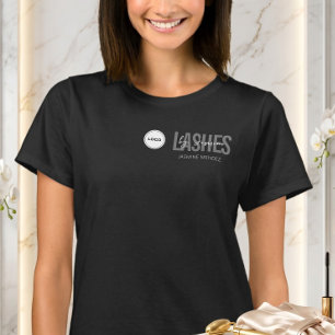 Schwarzes minimalistisches Lash-Tech-Logo Mitarbei T-Shirt