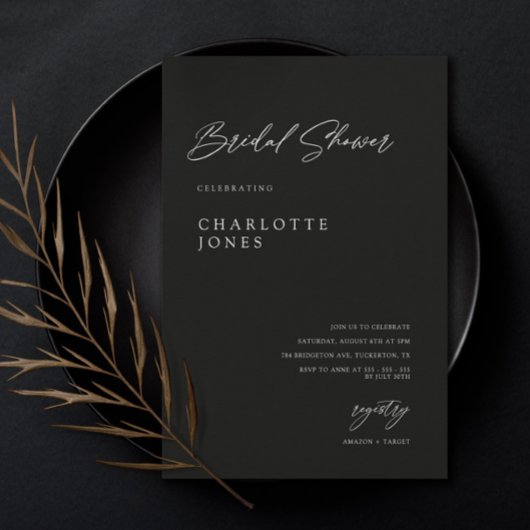 Schwarzes Minimalistisches modernes handgeschriebe Einladung