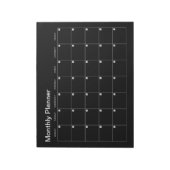 Schwarzes Minimalistisches Monatsplaner Notepad Notizblock (Rotiert)